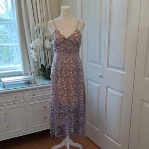 Elliatt X Anthropologie Womens Celane Lilac Crochet/Lace‎ Midi Party Dress SM